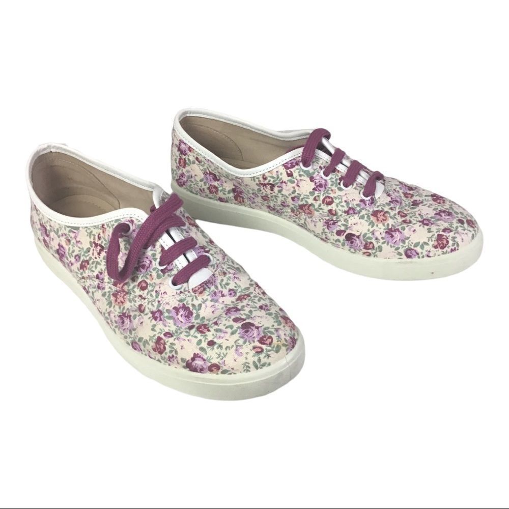 Hotter Women’s Purple Floral Canvas Sneaker Size 8